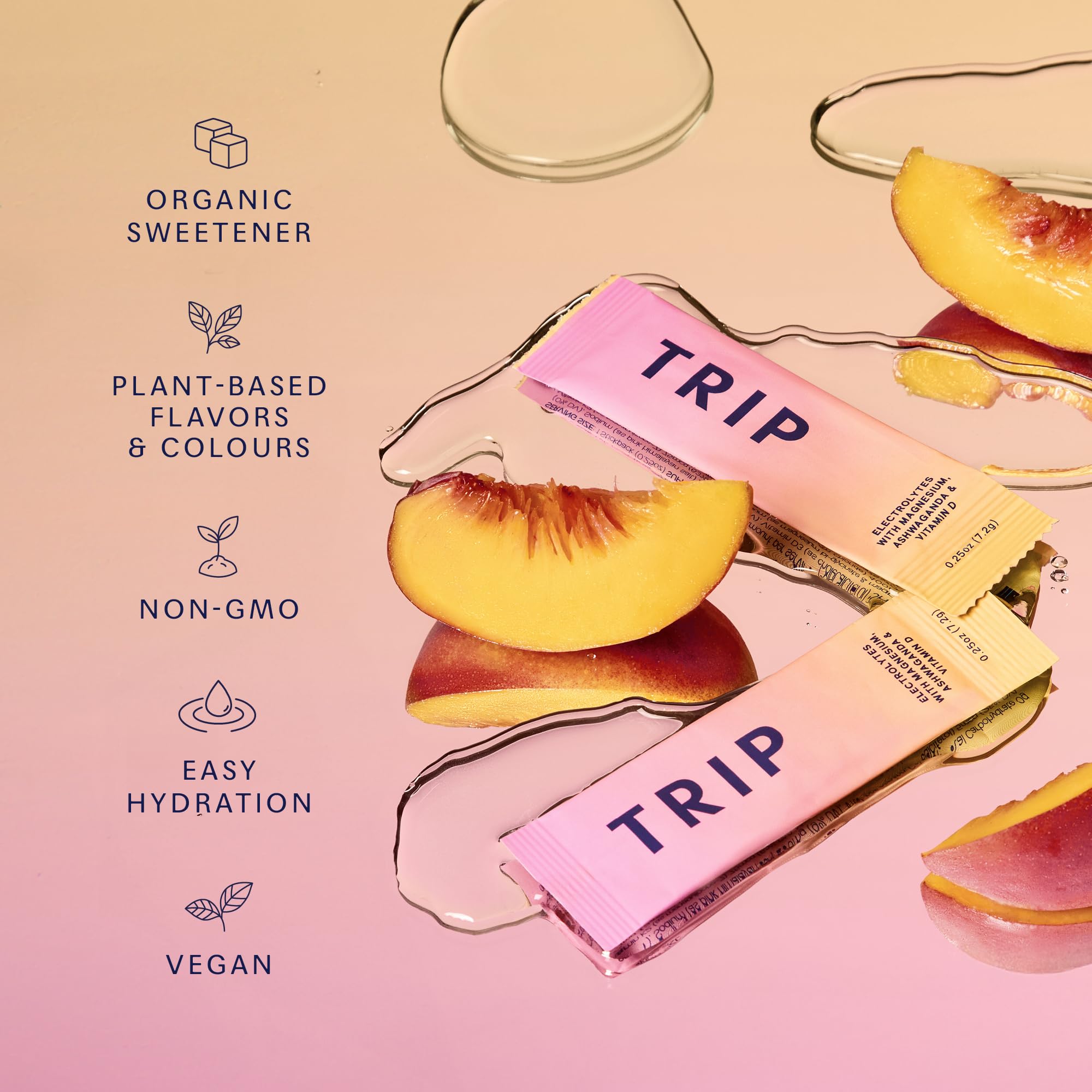 TRIP Peach Yuzu electrolyte in gym bag for on the go hydration