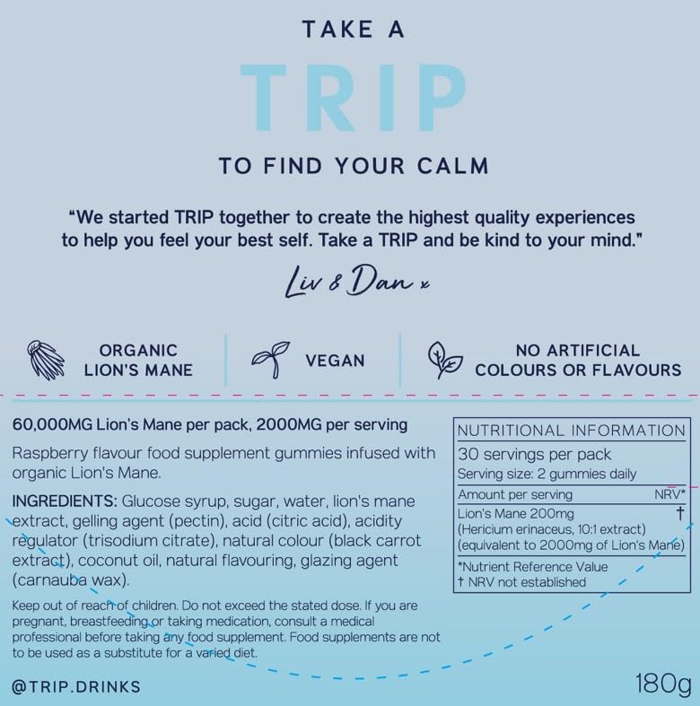 Vegan TRIP gummies with no artificial colors or flavors.