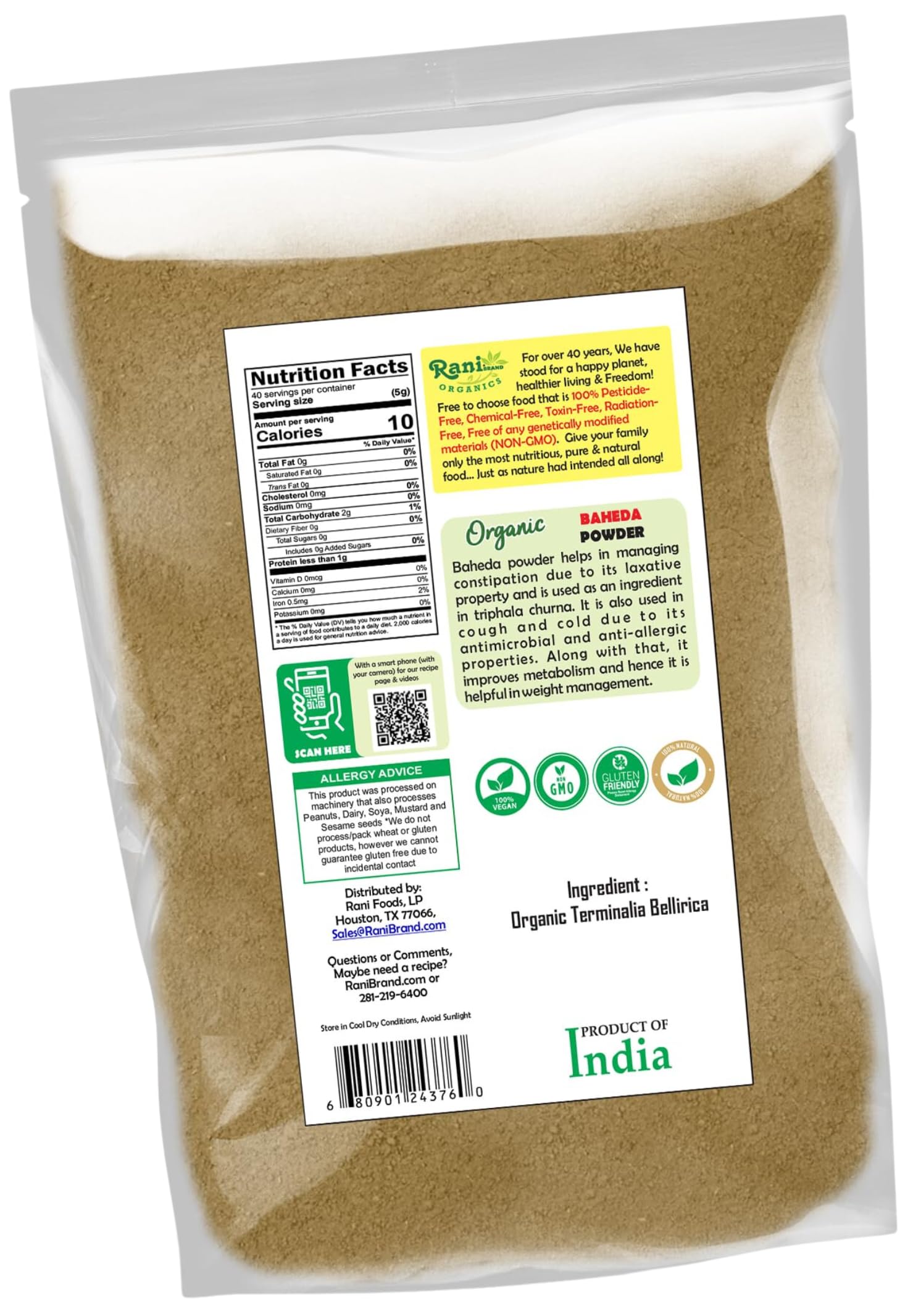 Traditional Triphala uses Baheda powder in blends.