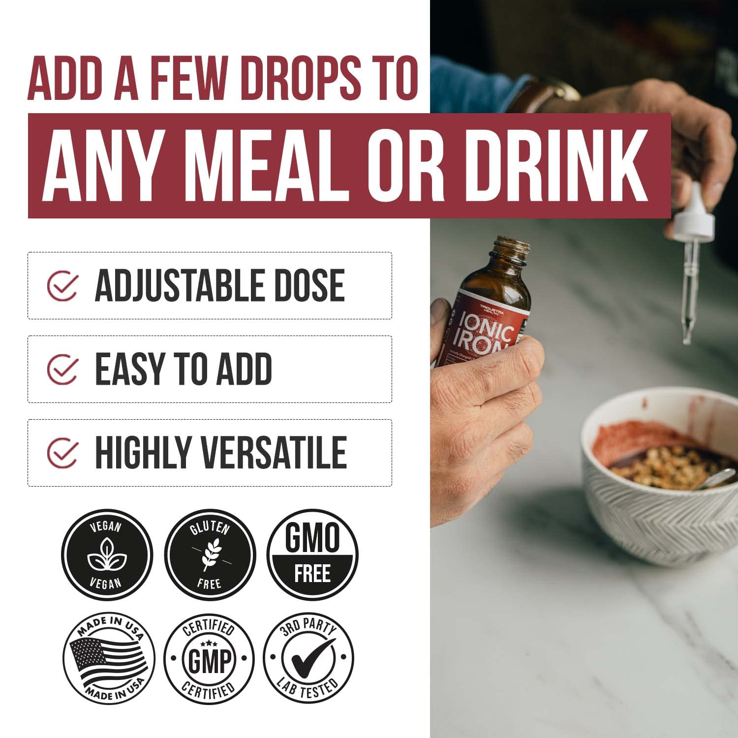 Triquetra Health Ionic Iron label highlights vegan, earth-sourced minerals