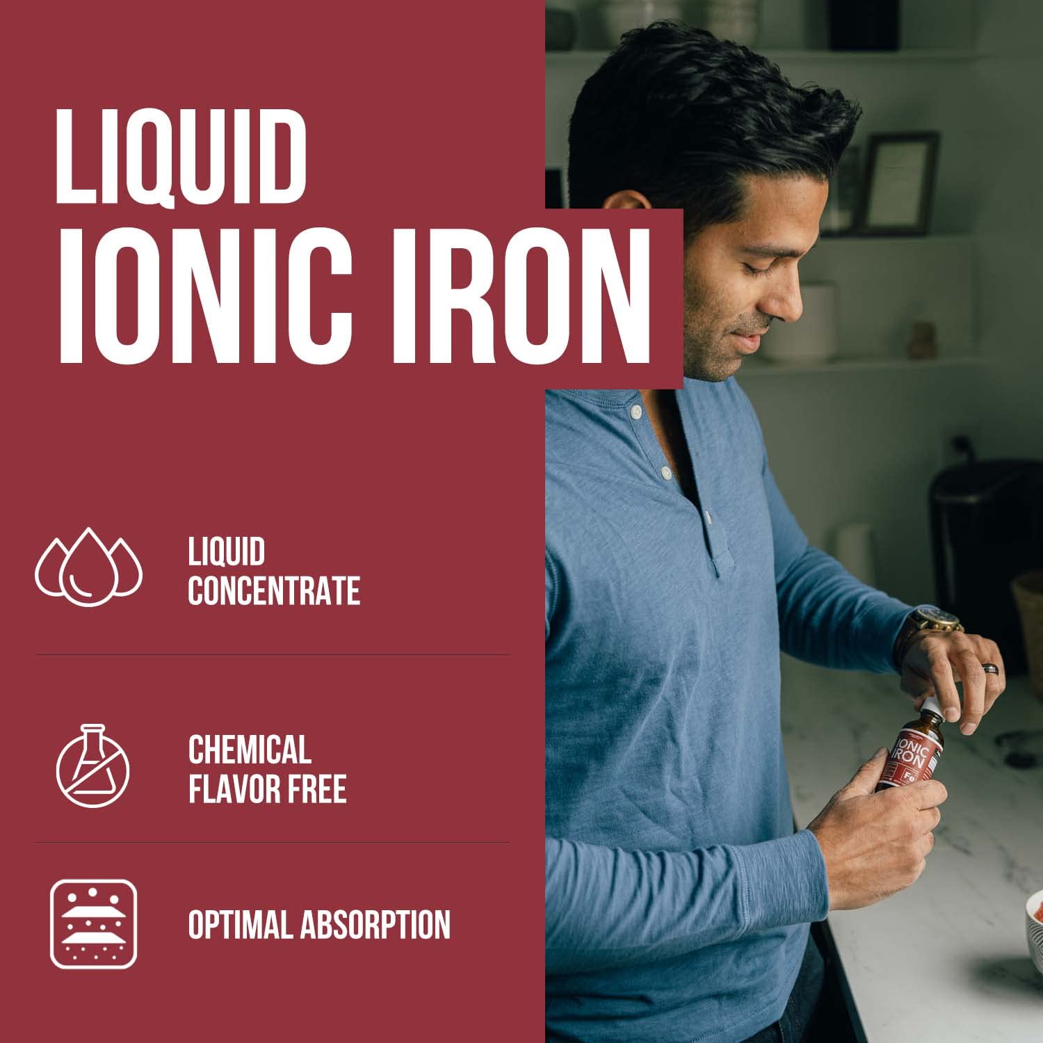 Triquetra Health Ionic Iron being poured for quick absorption