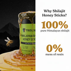 Trisundi Himalayan Shilajit Honey Stick packaging highlights easy grab-and-go snack