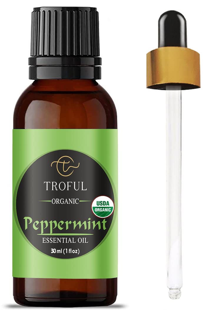 Troful Organic Peppermint Oil bottle with dropper for easy aromatherapy use