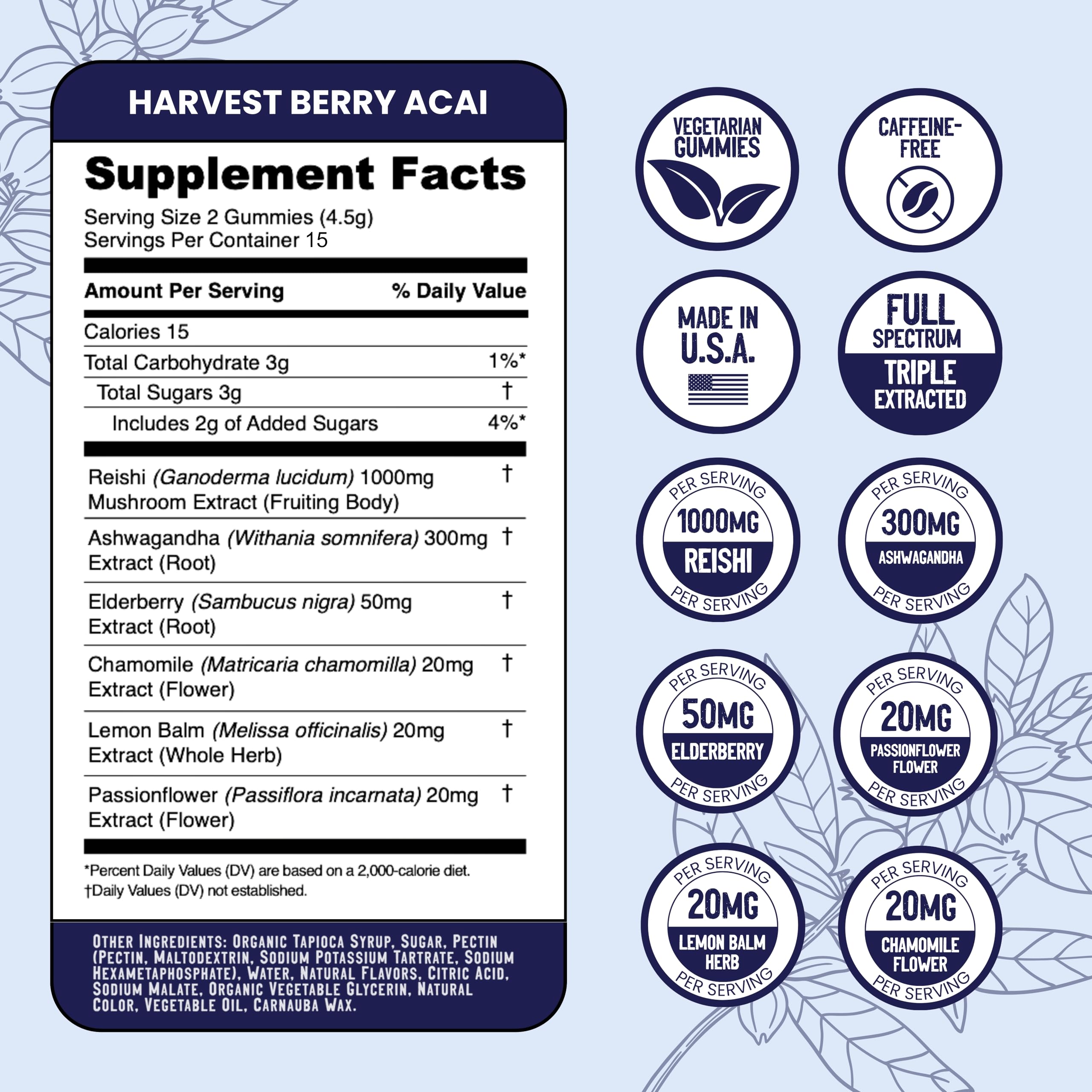 Troomy Recovery Harvest Berry Acai flavor highlights fruity, caffeine-free routine
