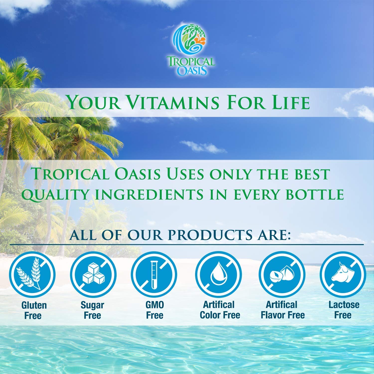 Tropical Oasis Biotin Drops packaging communicates USA-made quality and care.