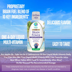 Tropical Oasis Brain Power bottle side view in a retail setting