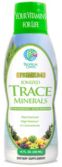 Tropical Oasis ionized minerals liquid bottle pour shows smooth absorption.