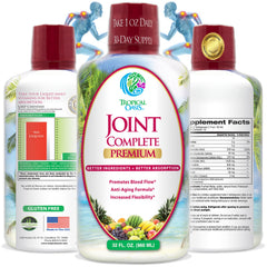 Tropical Oasis Joint Complete bottle pouring to show liquid format and easy dosing