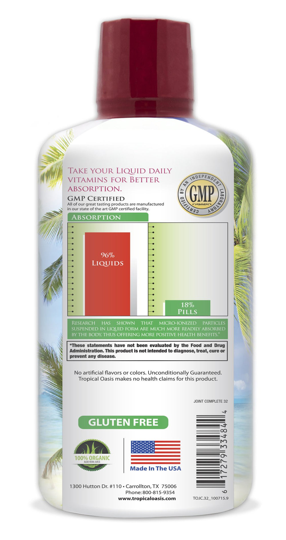 Tropical Oasis Joint Complete liquid dispense demonstrates simple daily dosing