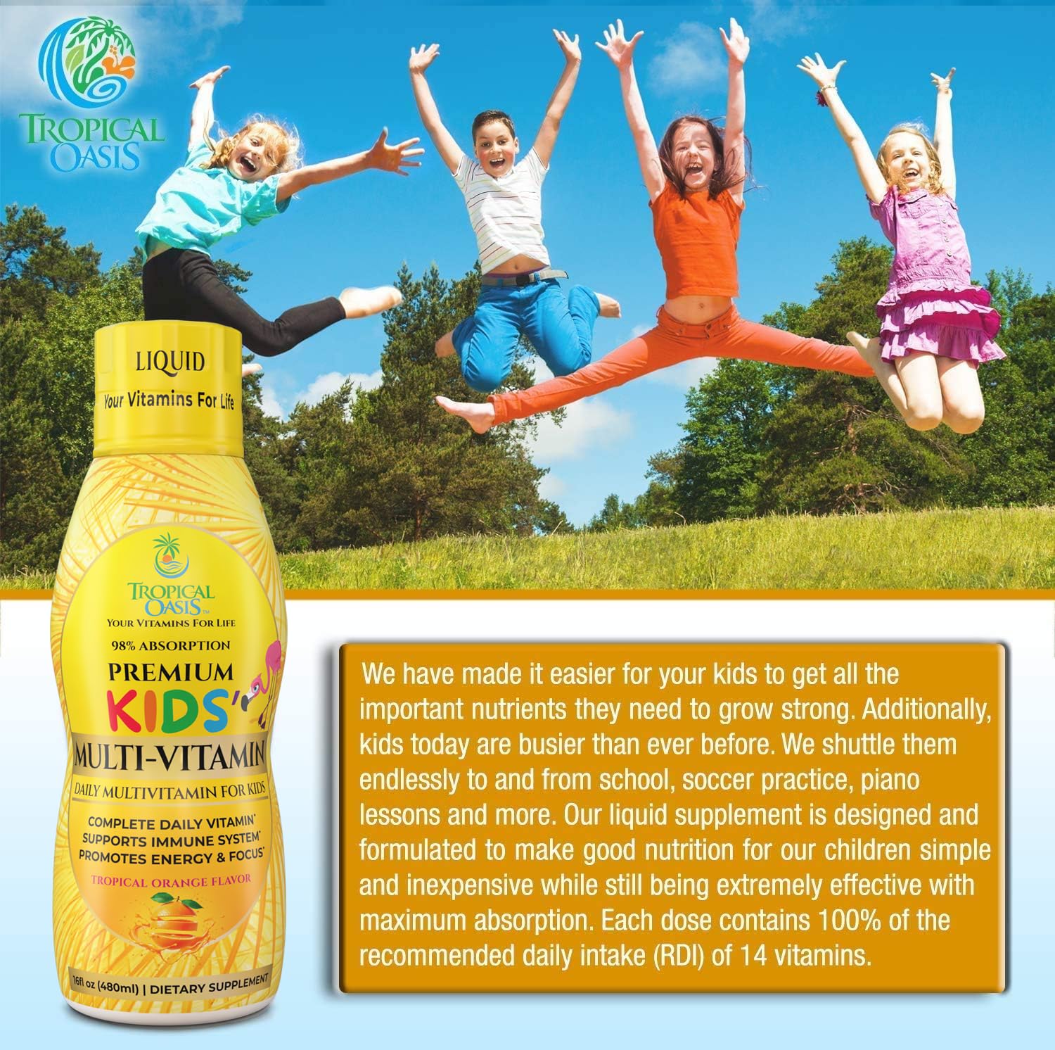 Tropical Oasis USA made seal indicates trusted production.