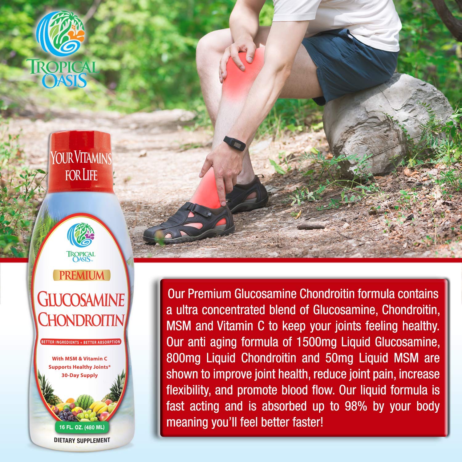 Tropical Oasis liquid bottle with glass ready for daily routine and comfort.