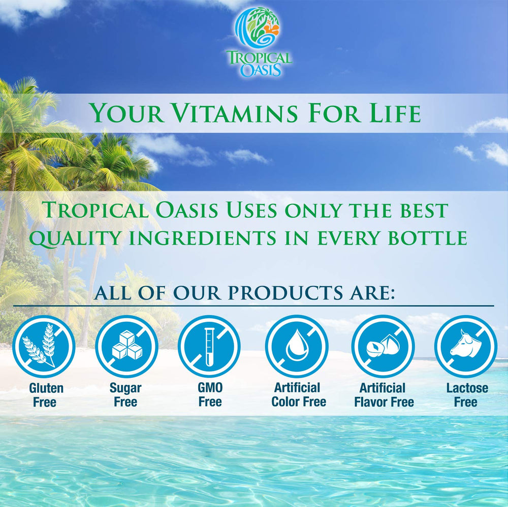 Tropical Oasis turmeric liquid with amber color highlighting premium quality