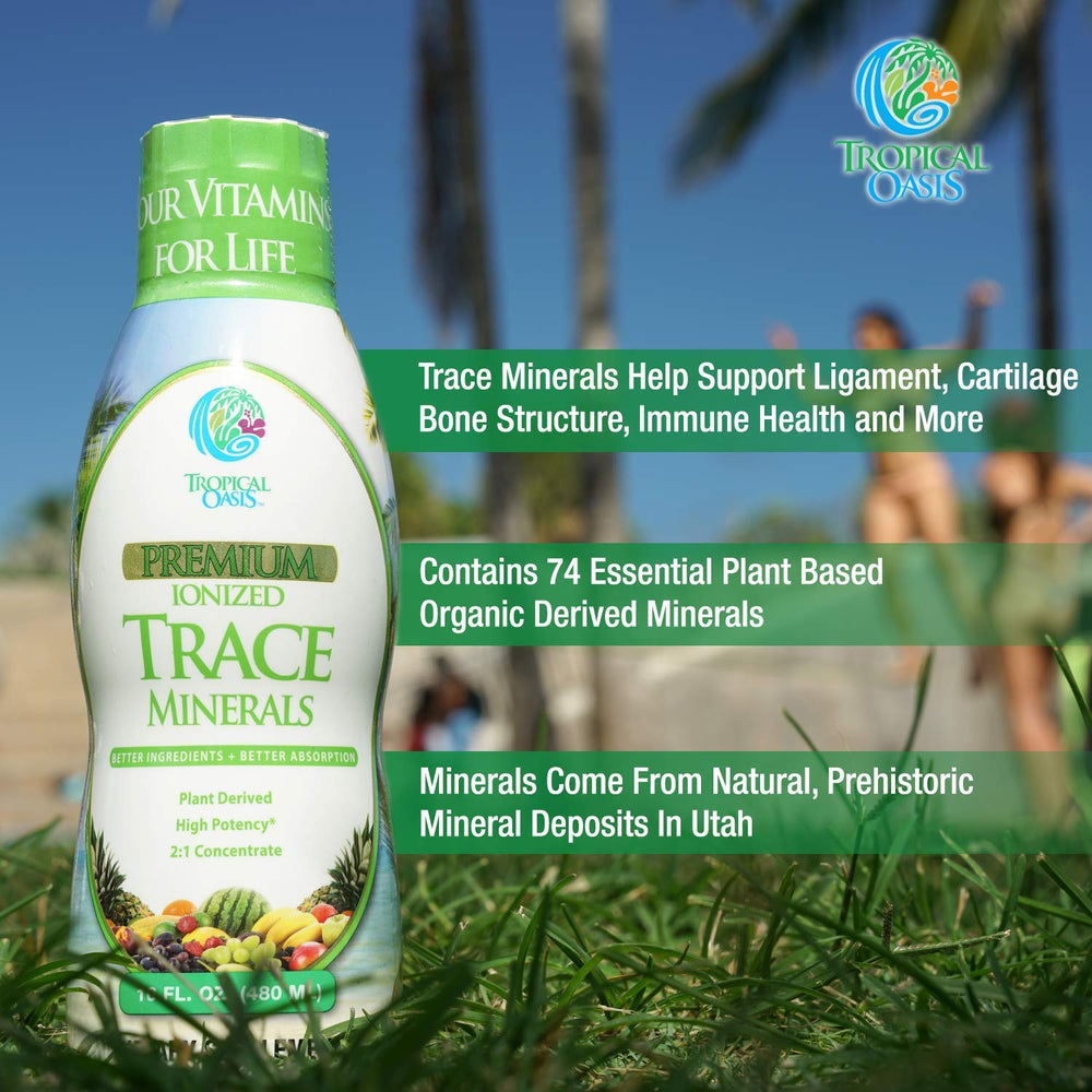 Tropical Oasis vegan gluten-free sugar-free badge supports clean ingredients.