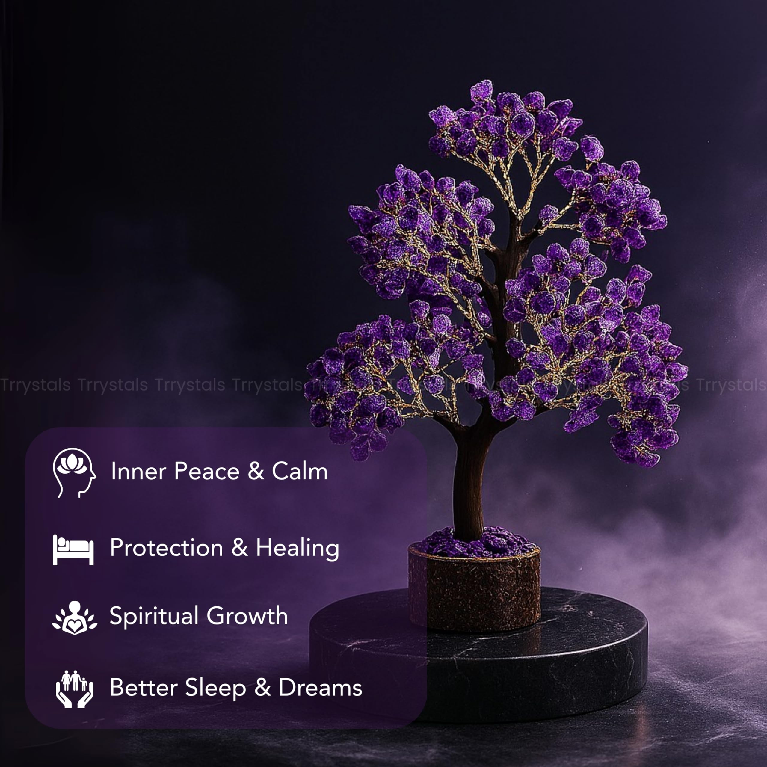 Trrystals handcrafted natural gem-tree adds elegance and a touch of mindfulness.