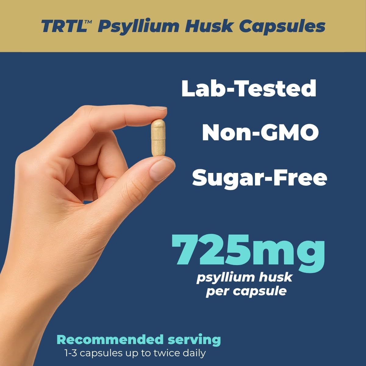 TRTL psyllium serving image illustrating 2.2g fiber per serving