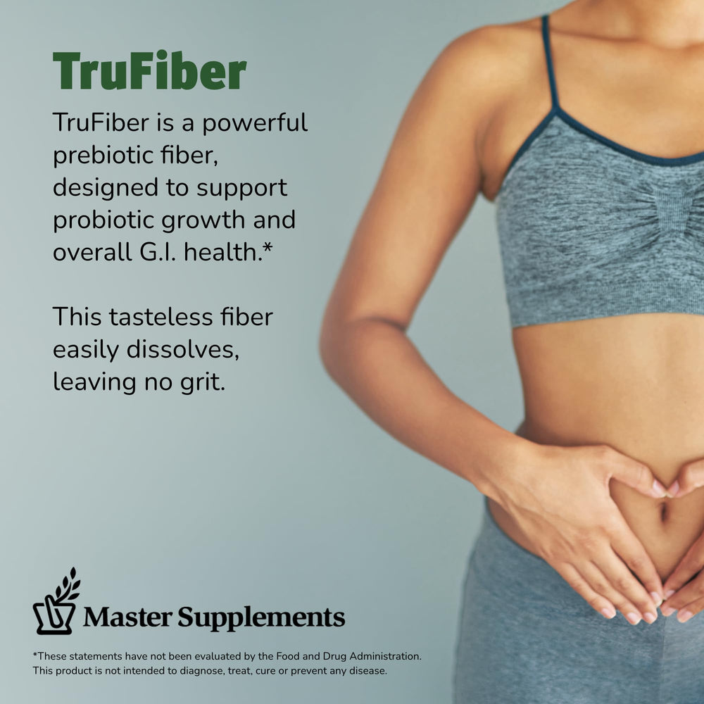 TruFiber powder-dissolve close-up illustrating tasteless mix in drinks