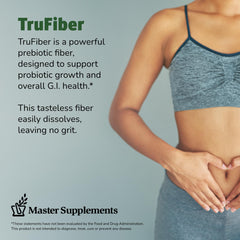 TruFiber powder-dissolve close-up illustrating tasteless mix in drinks