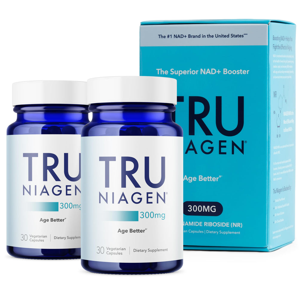 TRU NIAGEN bottle front label highlighting NAD+ support for daily energy