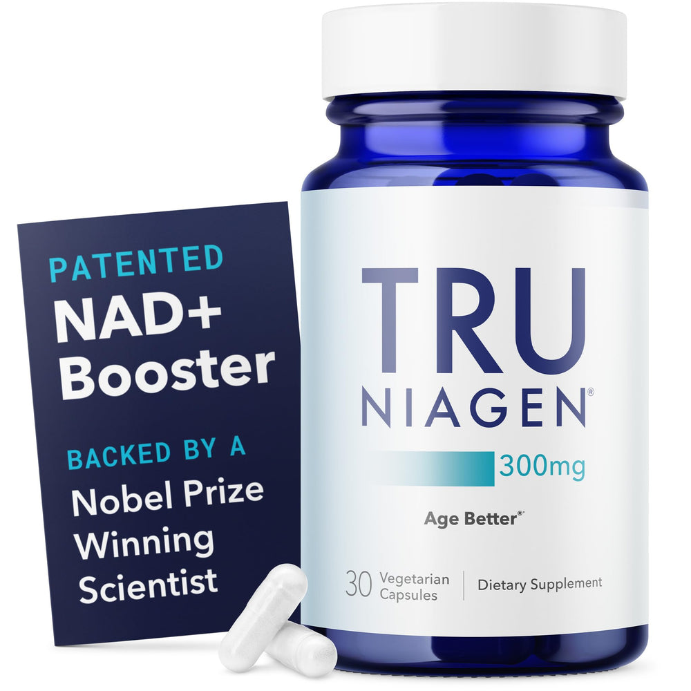 TRU NIAGEN bottle front showing NAD+ support for cellular energy