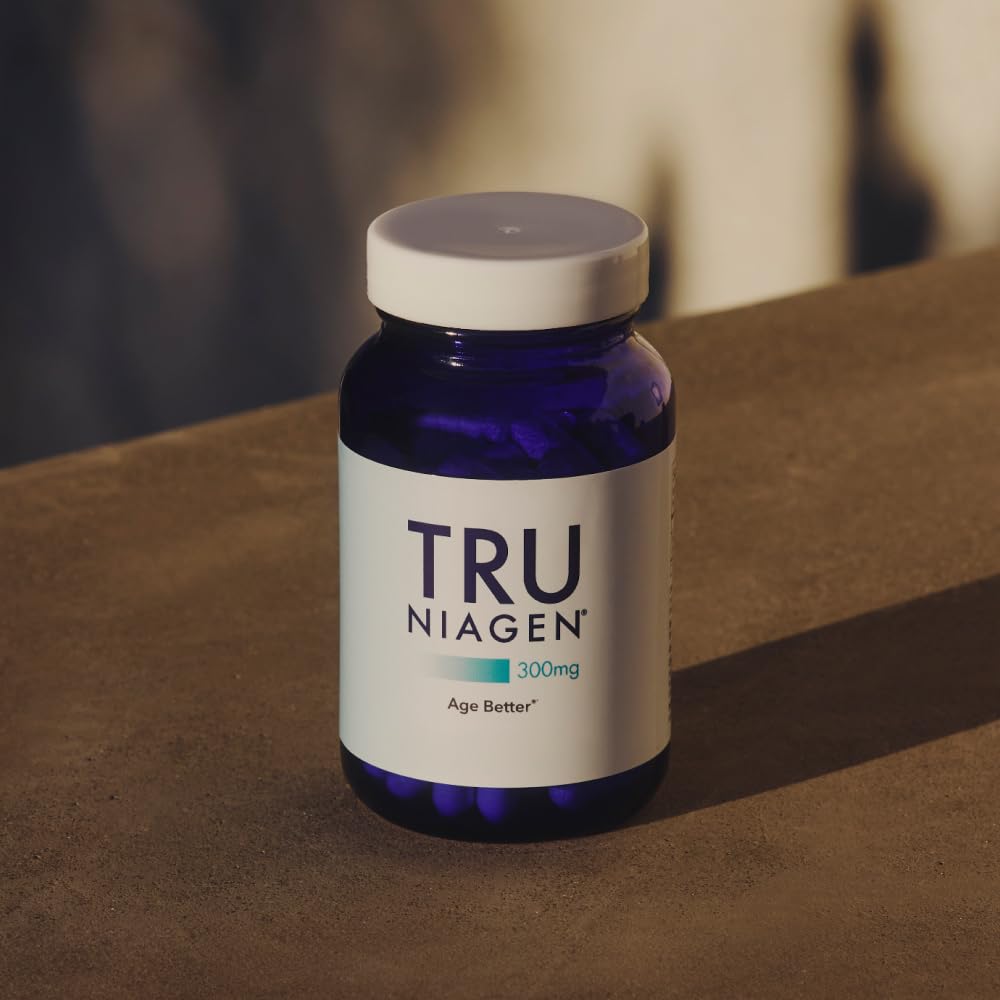 TRU NIAGEN capsules closeup showing 300mg NR in daily capsules.