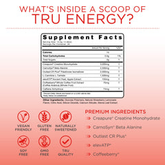 TRU Supplements Energy strawberry lemonade scoop shows precise dosing for performance