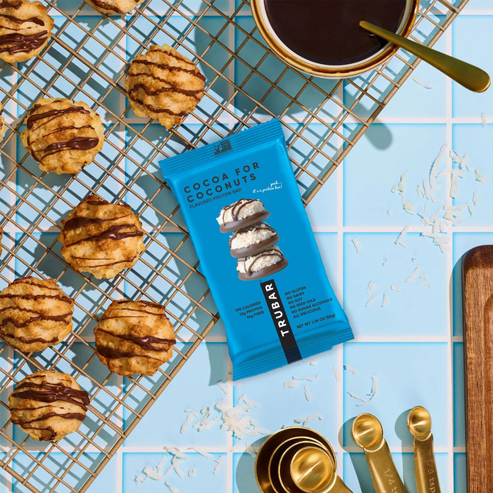 On the go TRUBAR Cocoa For Coconuts bar ready in a bag