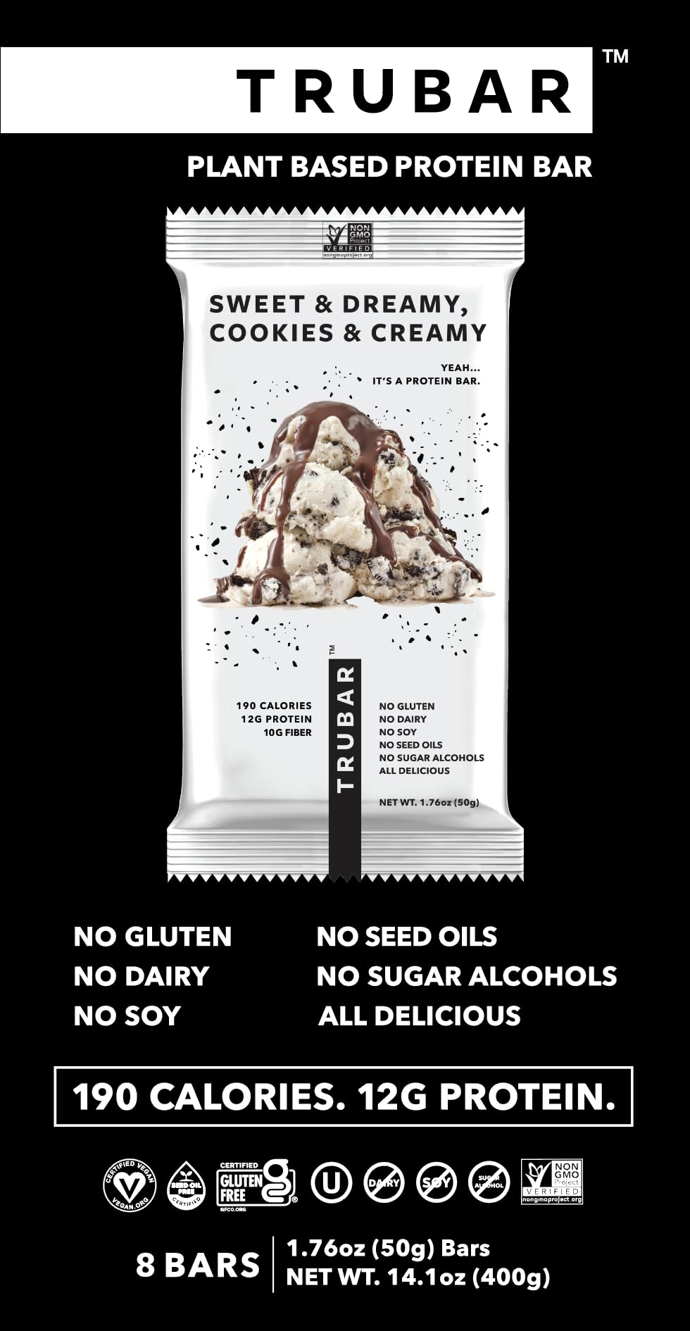 TRUBAR flavor variety display with Cookies and Creamy among options