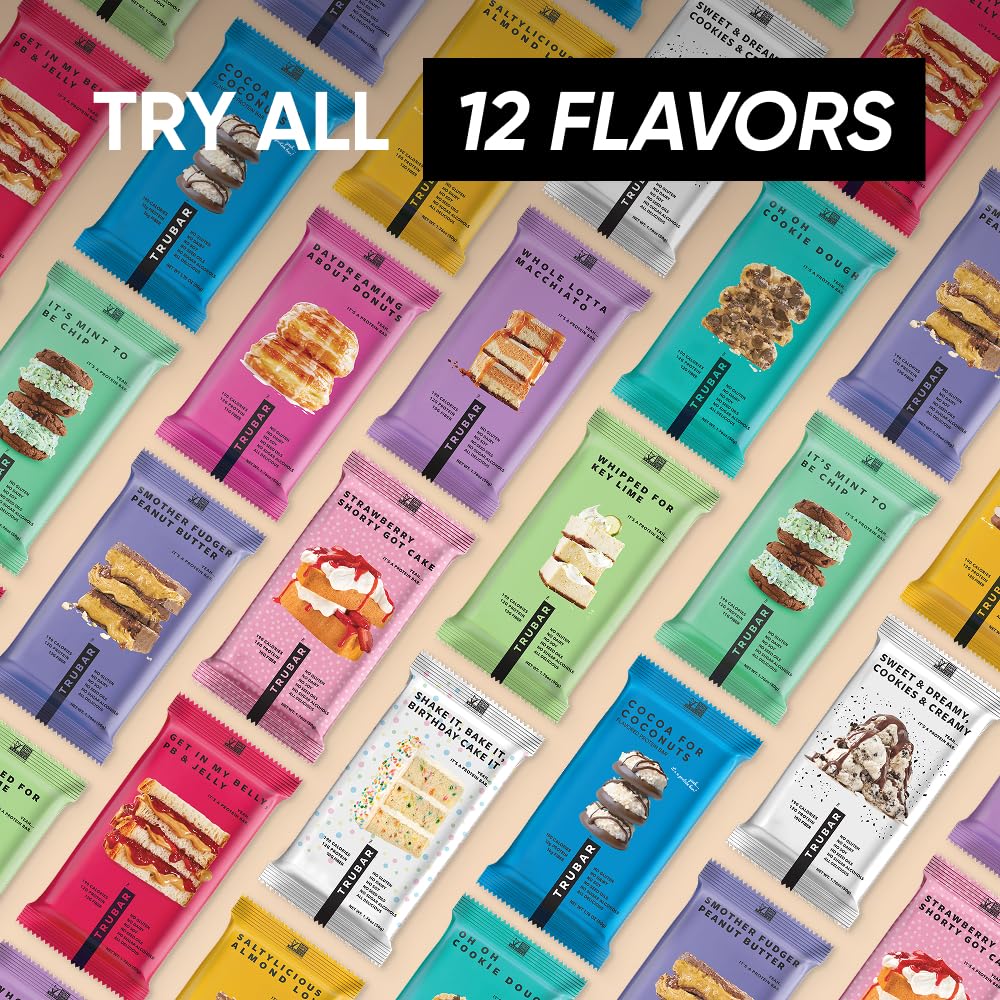 TRUBAR Get In My Belly PB & Jelly bar on a desk, a convenient post-workout treat.