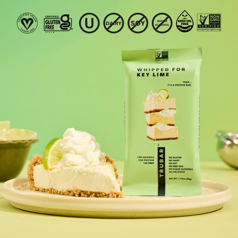 Bite shot of the TRUBAR Key Lime bar showcasing texture.