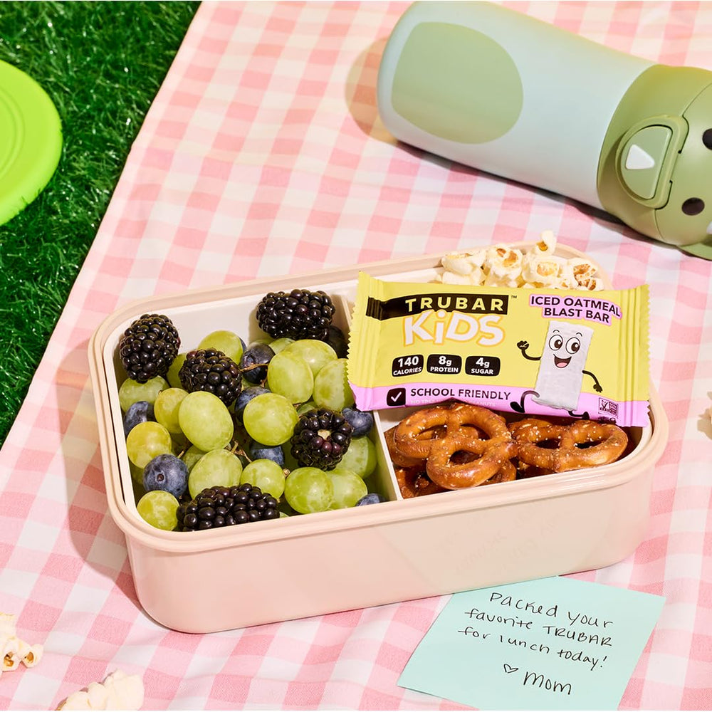 Nut-free claim on TRUBAR Kids Protein Bars for classroom safety.