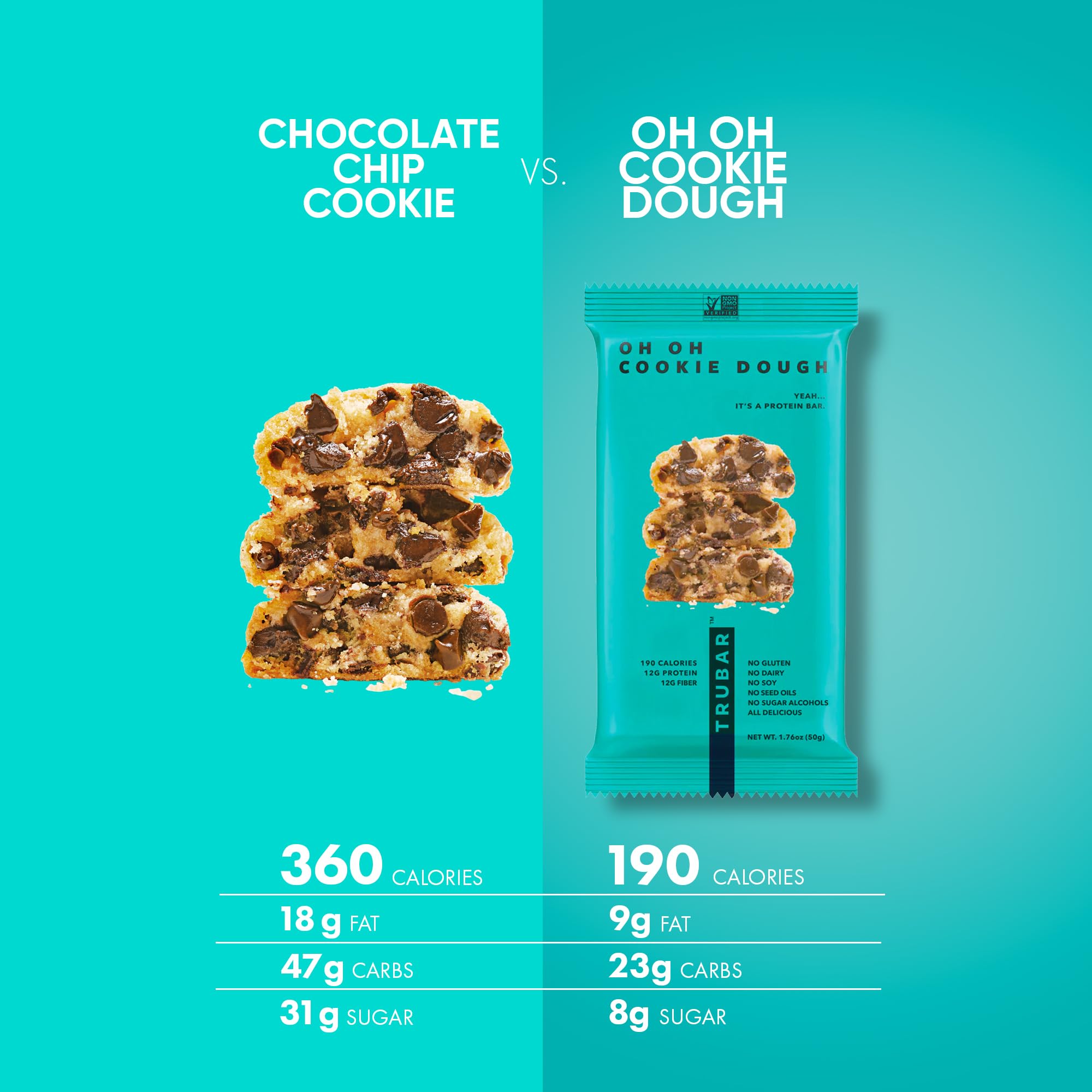 TRUBAR Plant-based ingredients label emphasizes vegan and gluten-free.