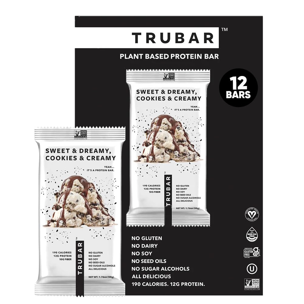 TRUBAR packaging for Sweet & Dreamy Cookies and Creamy, gluten-free and dairy-free