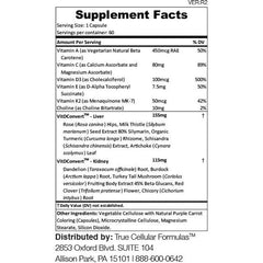 Bottle on countertop suggesting liver and kidney health support concept.