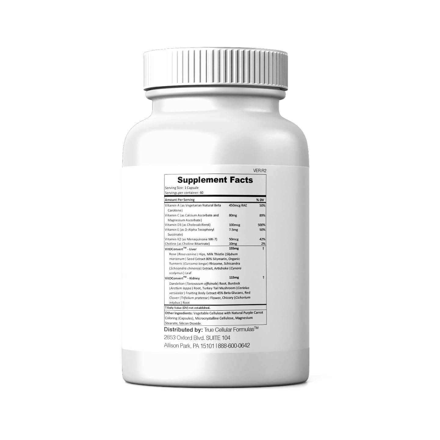 VITDRestore+ label close-up highlighting vegan, non-GMO formulation.