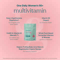 True Grace Daily Women's Multivitamin 50+ packaging uses recycled materials