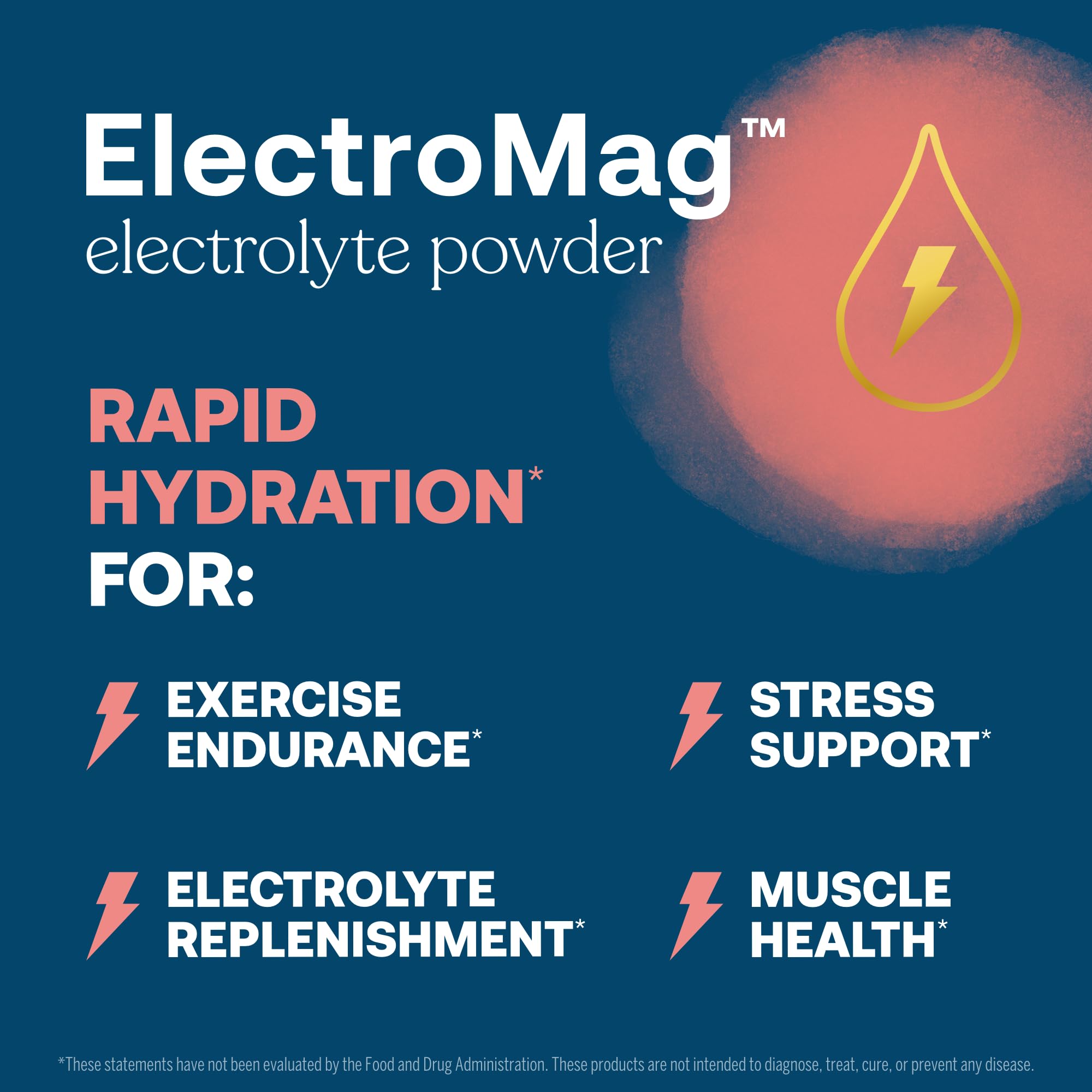 ElectroMag powder dissolving, highlighting zero sugar and zero carbs