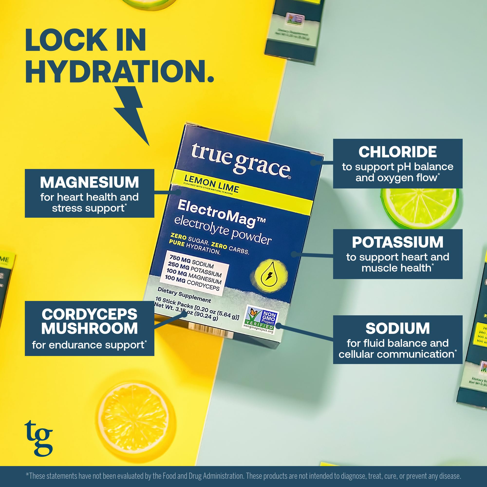 Non-GMO ElectroMag lemon lime with clean ingredient label.