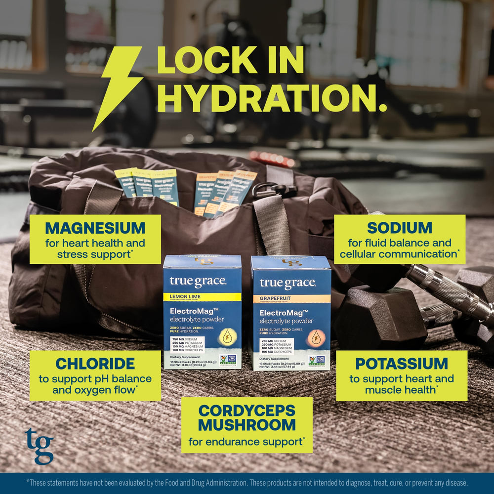 True Grace ElectroMag pack shot displaying 32 servings and packaging.