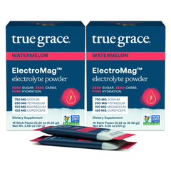True Grace ElectroMag watermelon stick packs dissolve quickly for rapid hydration.