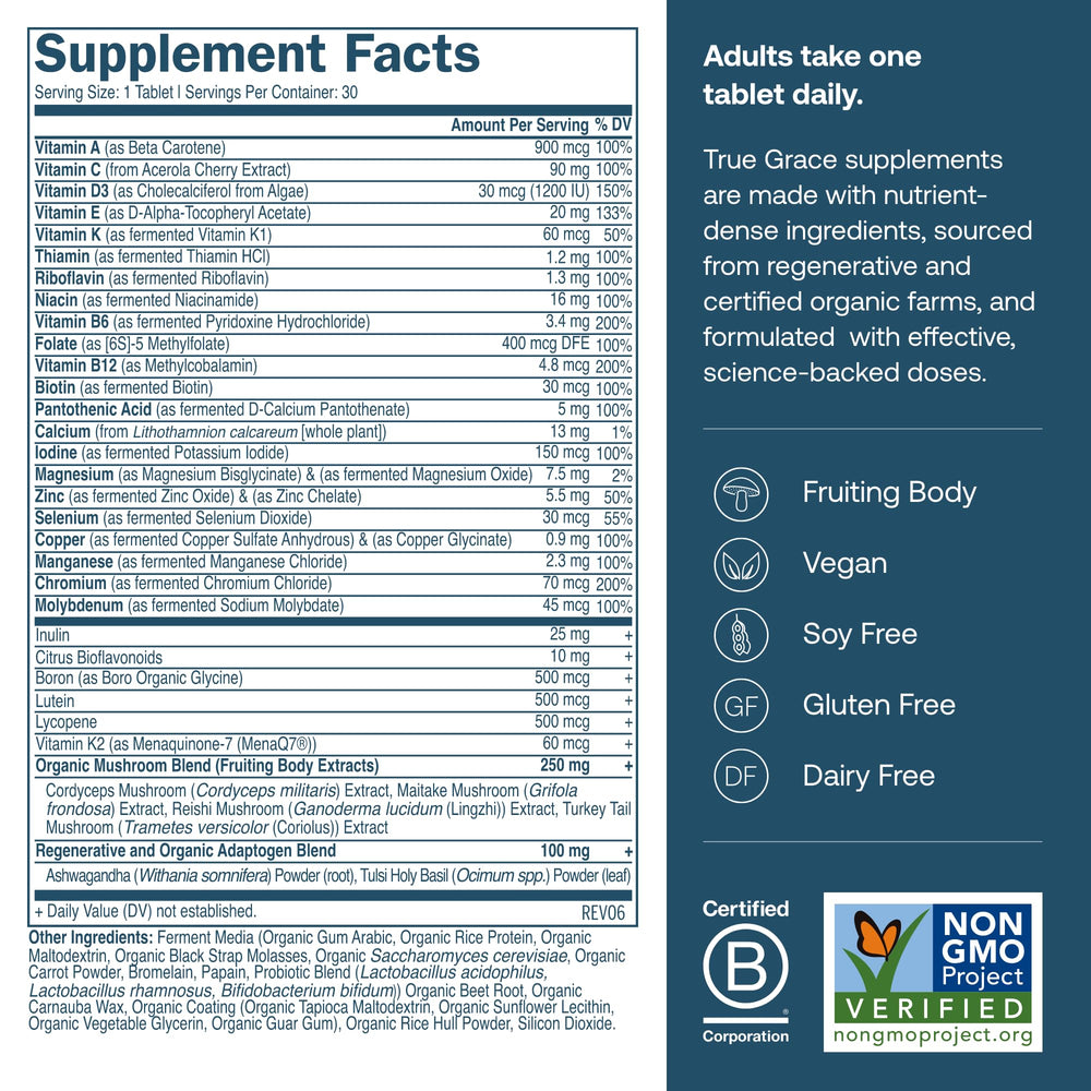 Closeup of True Grace fermented minerals showing chelated minerals for absorption and wellness.