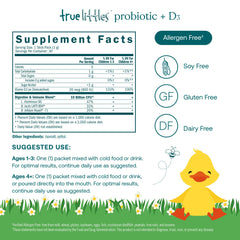 True Grace True Littles Probiotic D3 box with individual sachets displayed