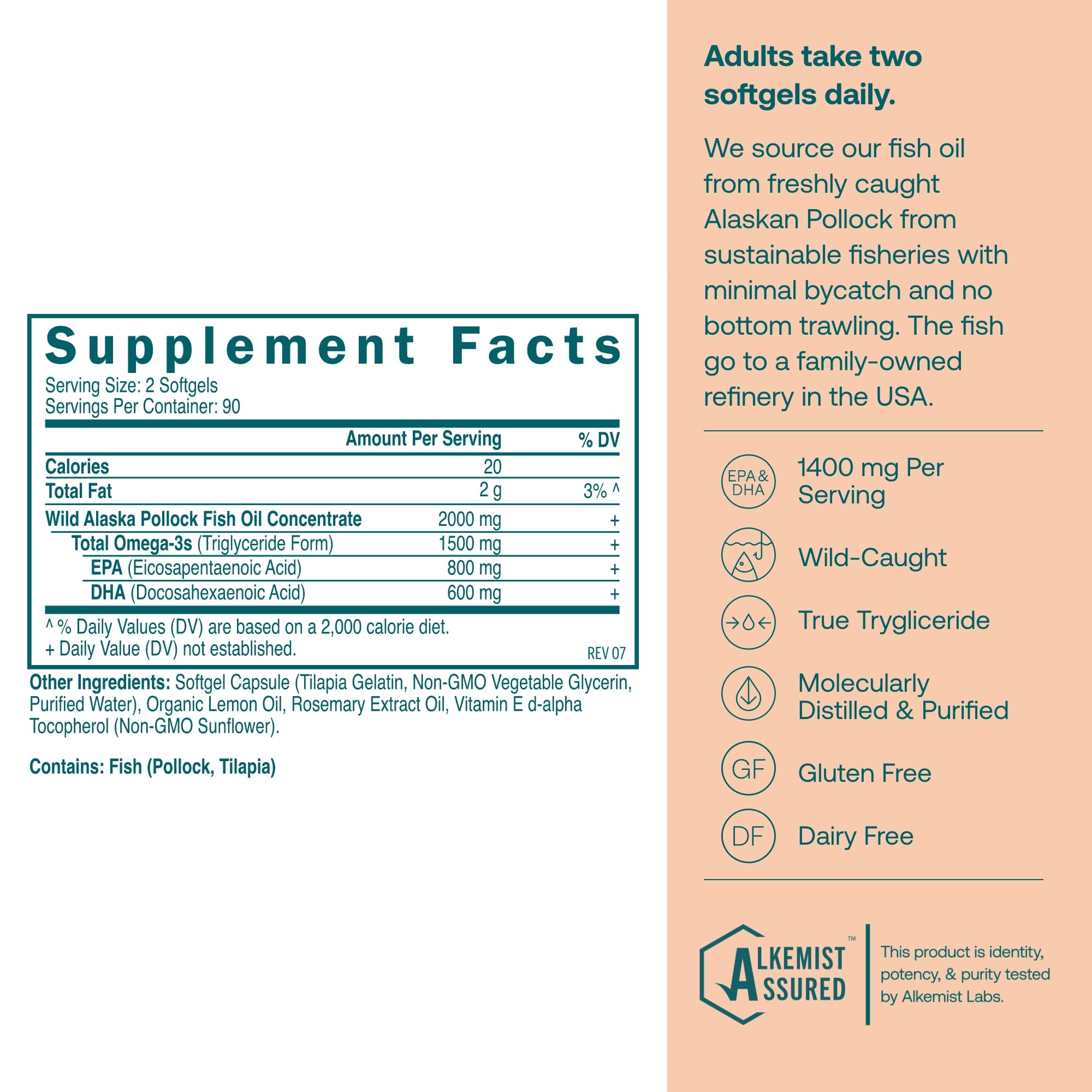 Close-up of True Grace Omega-3 softgels highlighting high-potency capsules.