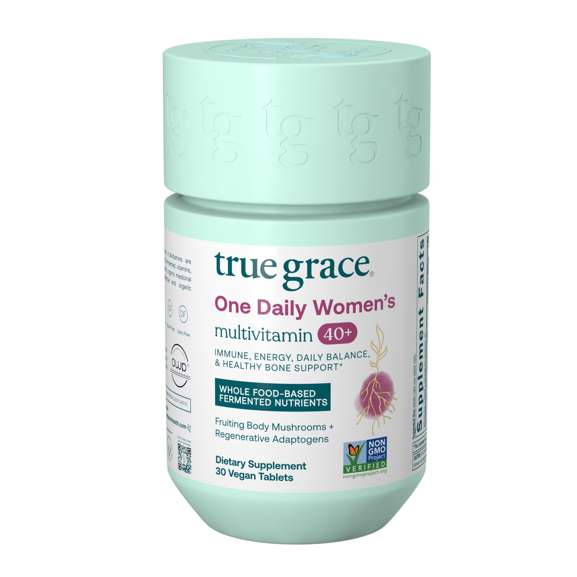 True Grace One Daily bottle closeup for daily wellness and routine