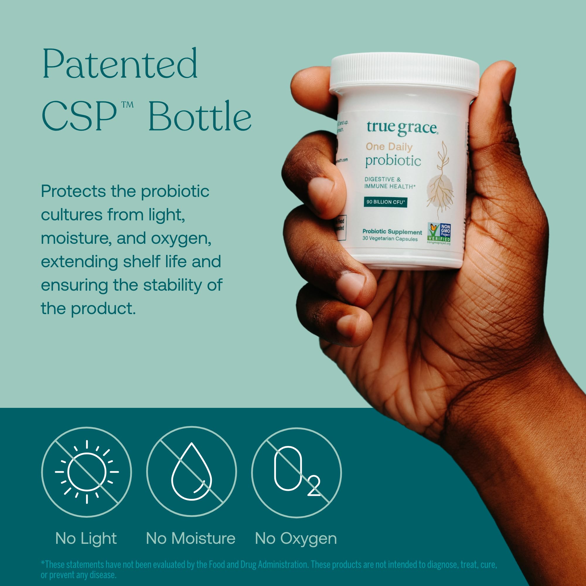 True Grace DNA-tested probiotic strains are verified on the product label