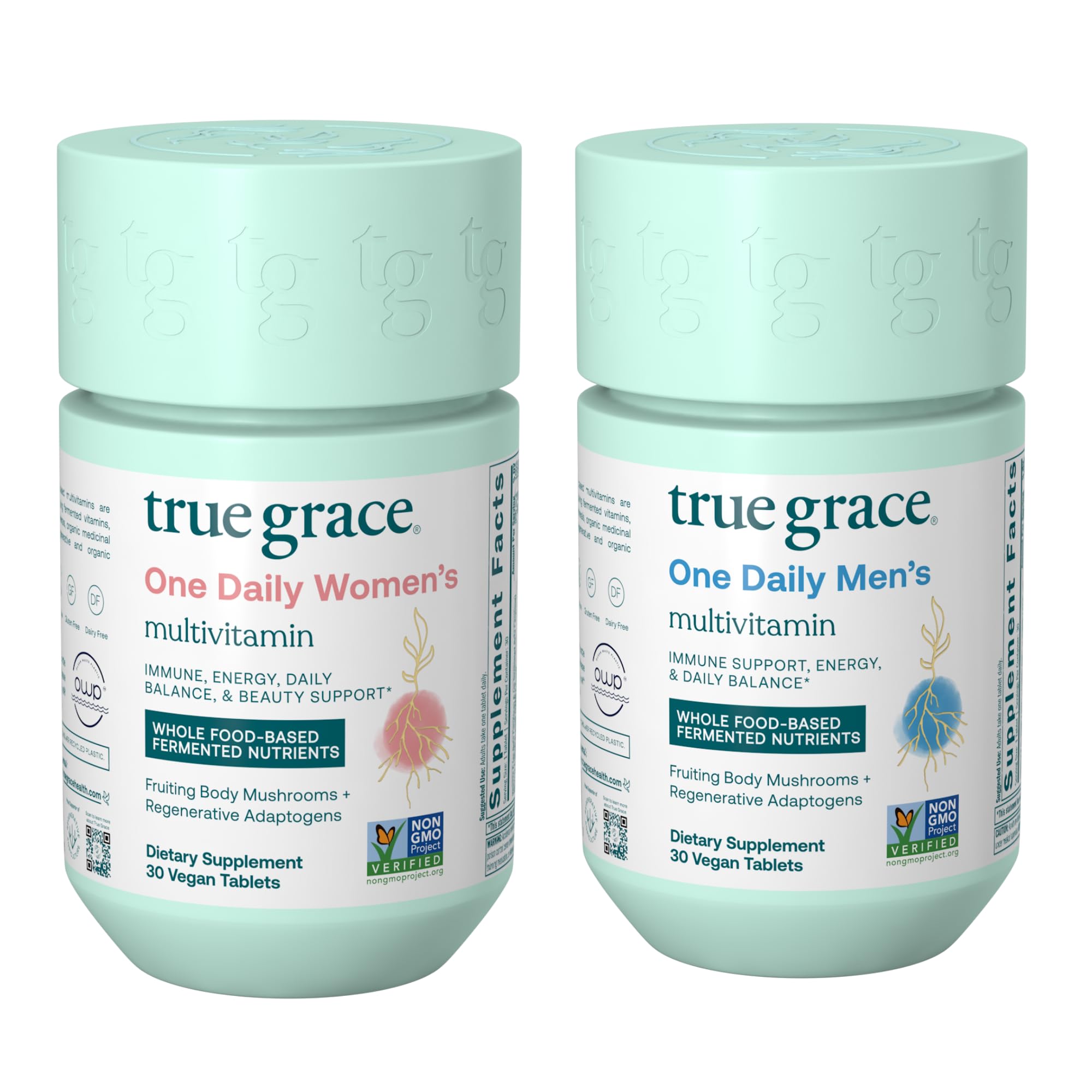True Grace One Daily Men’s Multivitamin bottle front for daily immune support.
