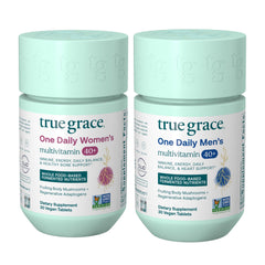 True Grace One Daily Men’s Multivitamin 40+ bottle front for daily energy support.