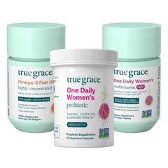 True Grace One Daily Women’s Multivitamin 40+ bottle close-up for daily nutrient support
