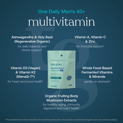 True Grace organic mushroom blend capsules showing beta-glucans and immune-supporting compounds.