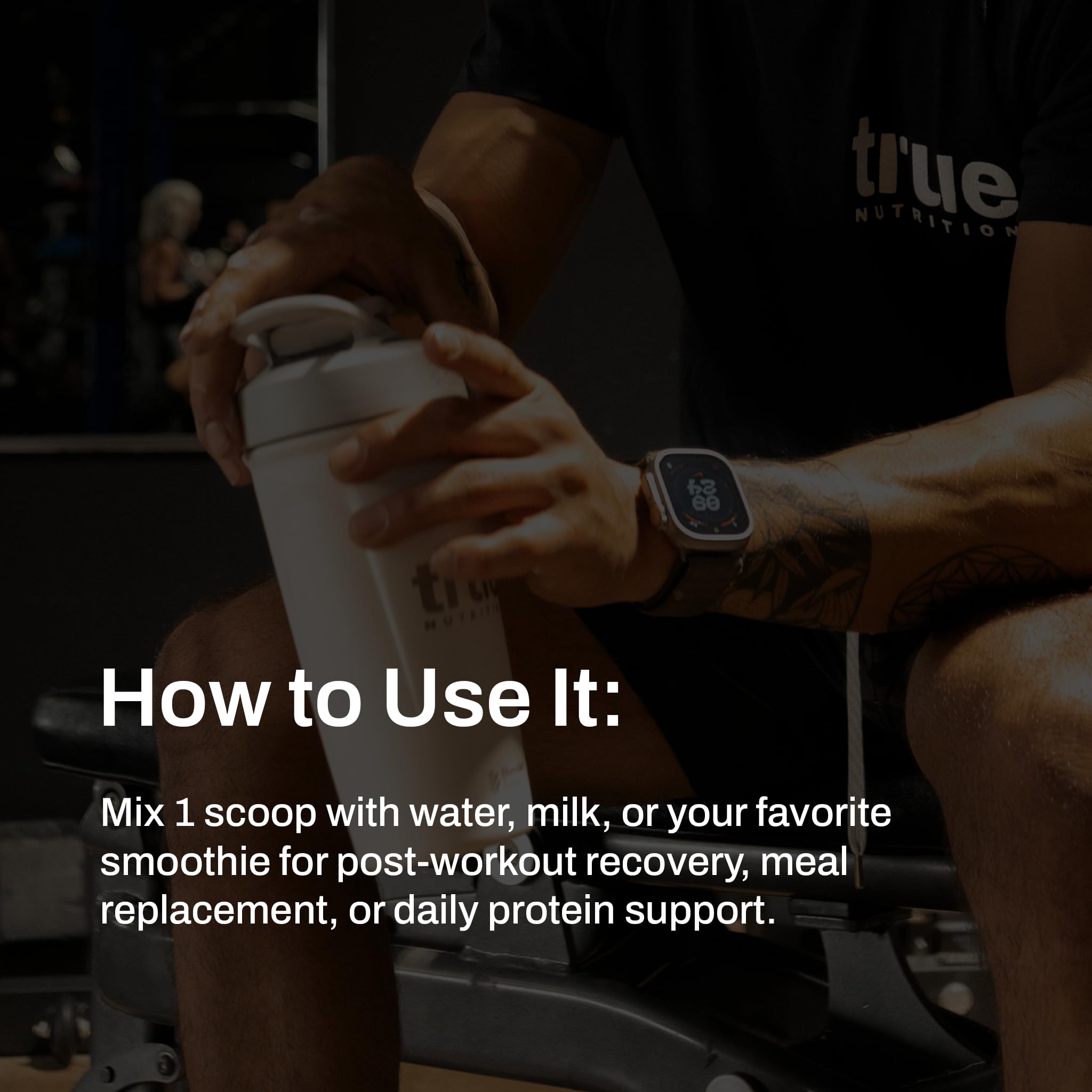 True Nutrition Whey Isolate Cold-Filtration label highlights 27g protein per serving.