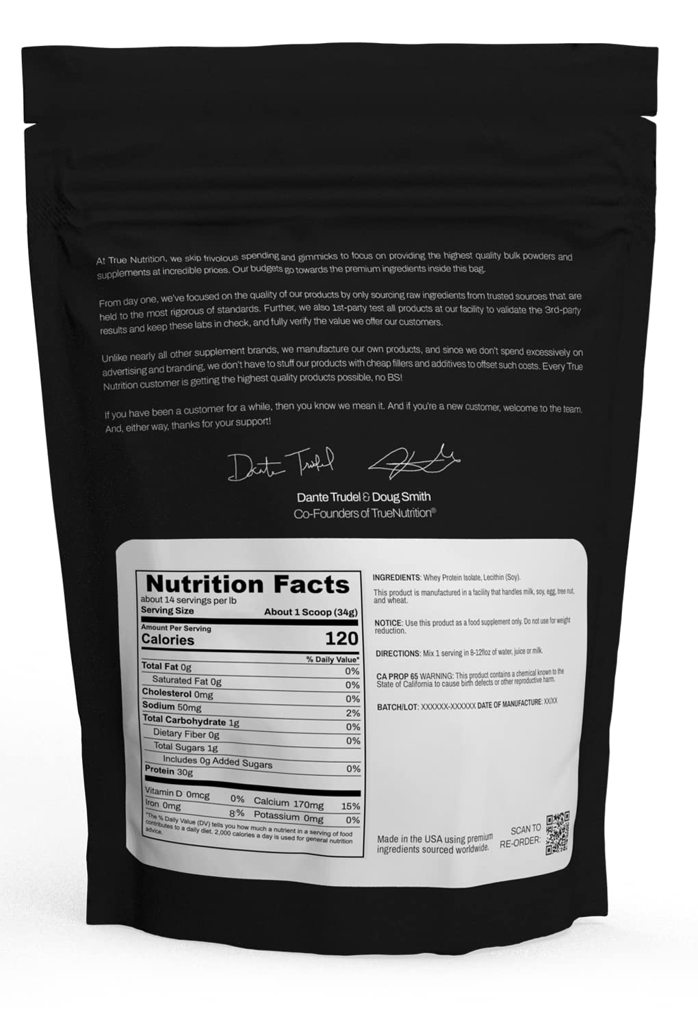 True Nutrition whey isolate powder with scoop ready to mix.